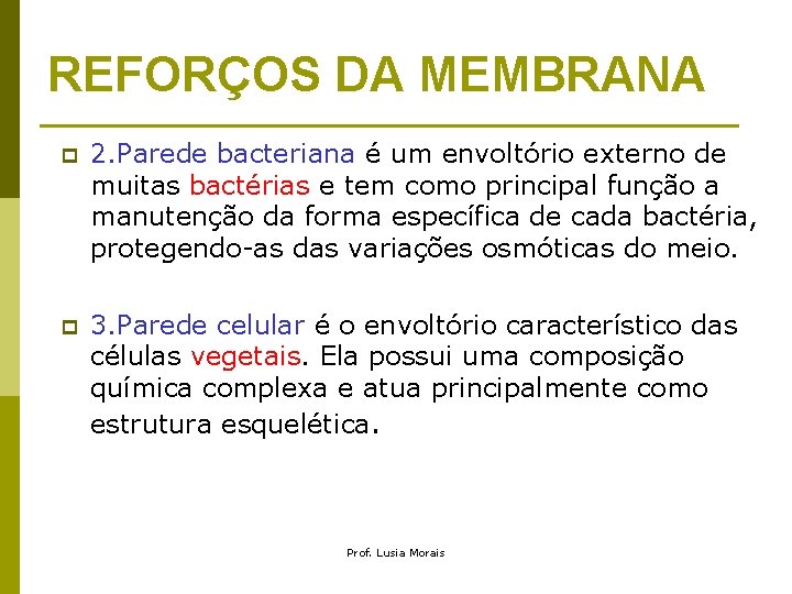 REFORÇOS DA MEMBRANA p 2. Parede bacteriana é um envoltório externo de muitas bactérias REFORÇOS DA MEMBRANA p 2. Parede bacteriana é um envoltório externo de muitas bactérias