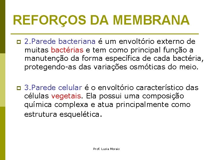 REFORÇOS DA MEMBRANA p 2. Parede bacteriana é um envoltório externo de muitas bactérias