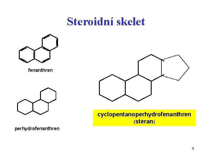 Steroidní skelet fenanthren cyclopentanoperhydrofenanthren (steran) perhydrofenanthren 4 