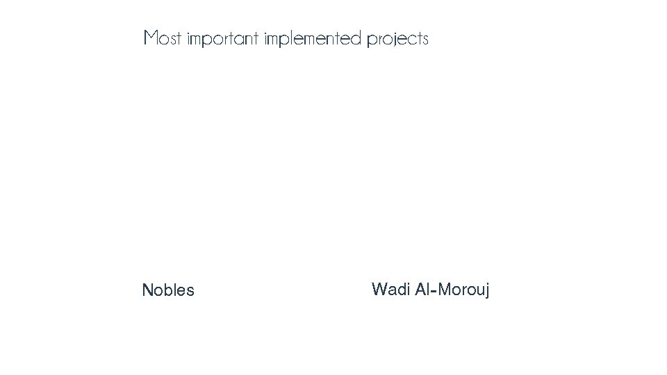 Most important implemented projects Nobles Wadi Al-Morouj 