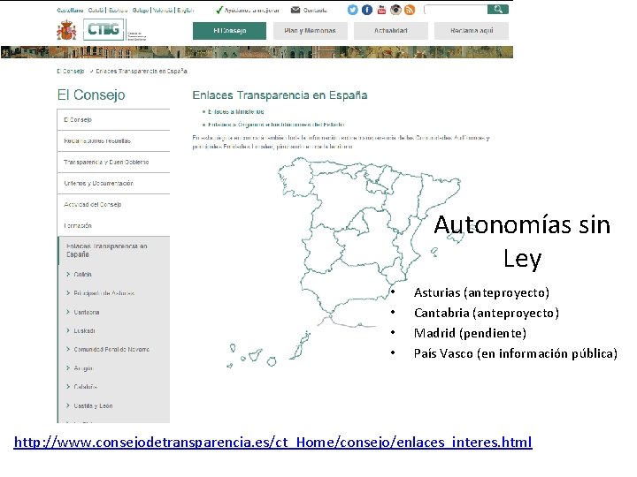 Autonomías sin Ley • • Asturias (anteproyecto) Cantabria (anteproyecto) Madrid (pendiente) País Vasco (en