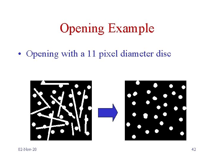 Opening Example • Opening with a 11 pixel diameter disc 02 -Nov-20 42 