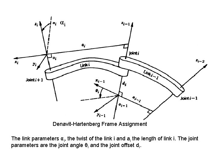 αi Denavit-Hartenberg Frame Assignment The link parameters αi, the twist of the link i