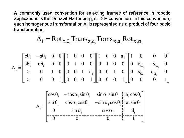 A commonly used convention for selecting frames of reference in robotic applications is the