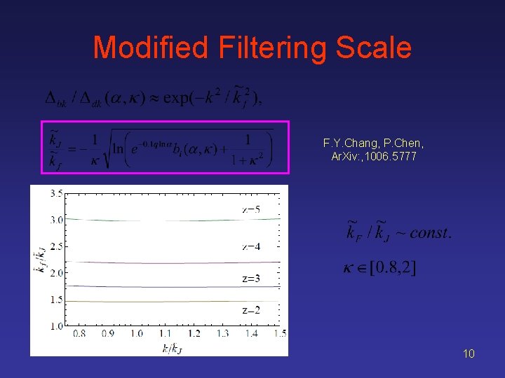 Modified Filtering Scale F. Y. Chang, P. Chen, Ar. Xiv: , 1006. 5777 10