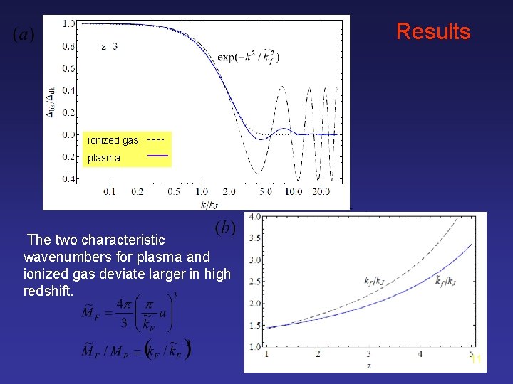 Results ionized gas plasma The two characteristic wavenumbers for plasma and ionized gas deviate