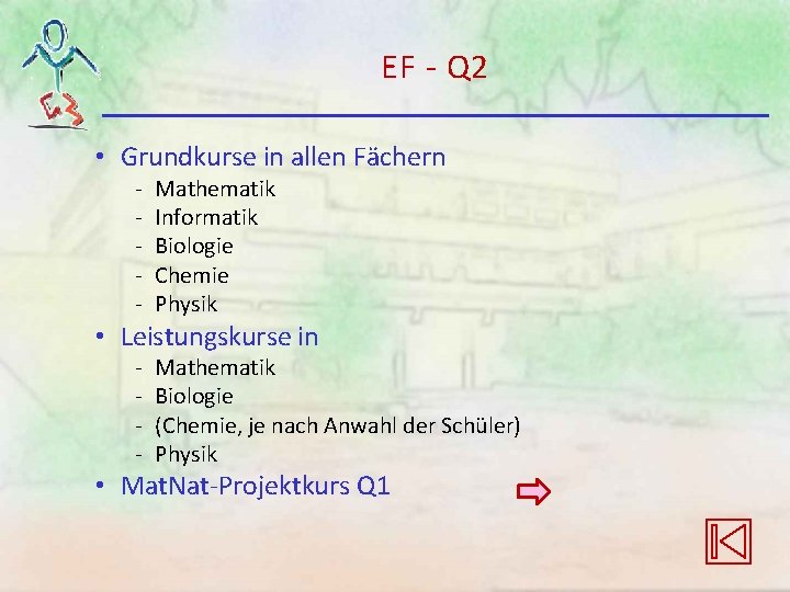 EF - Q 2 • Grundkurse in allen Fächern - Mathematik Informatik Biologie Chemie EF - Q 2 • Grundkurse in allen Fächern - Mathematik Informatik Biologie Chemie