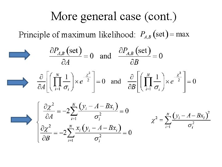 More general case (cont. ) Principle of maximum likelihood: 