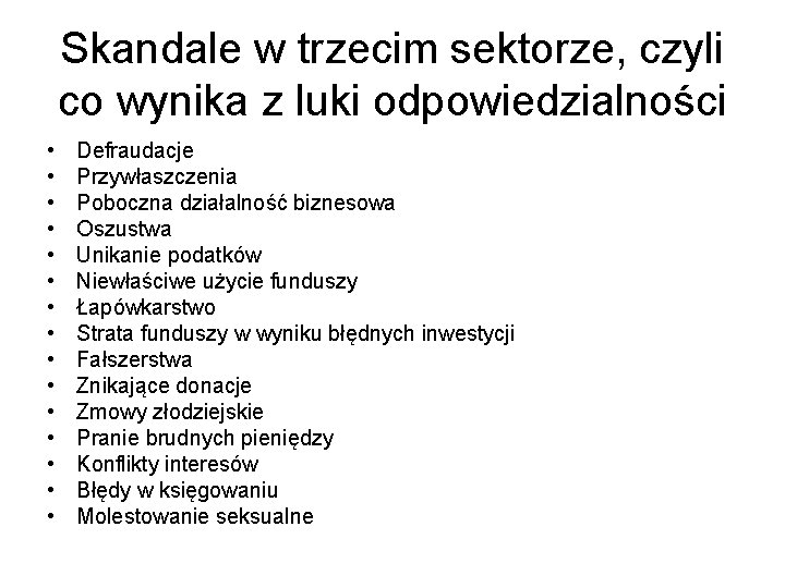 Skandale w trzecim sektorze, czyli co wynika z luki odpowiedzialności • • • •