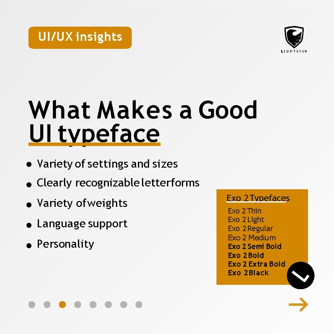 UI/UX insights What Makes a Good UI typeface Variety of settings and sizes Clearly