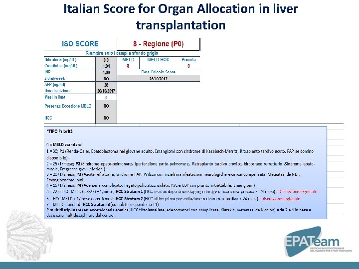 Italian Score for Organ Allocation in liver transplantation 