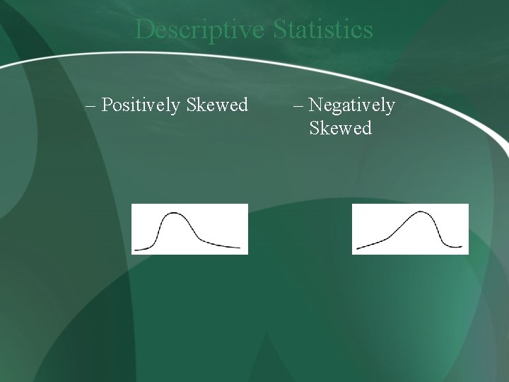 Descriptive Statistics – Positively Skewed – Negatively Skewed 