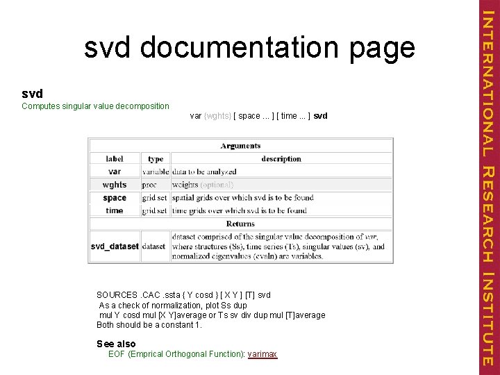svd documentation page svd Computes singular value decomposition var {wghts} [ space. . .