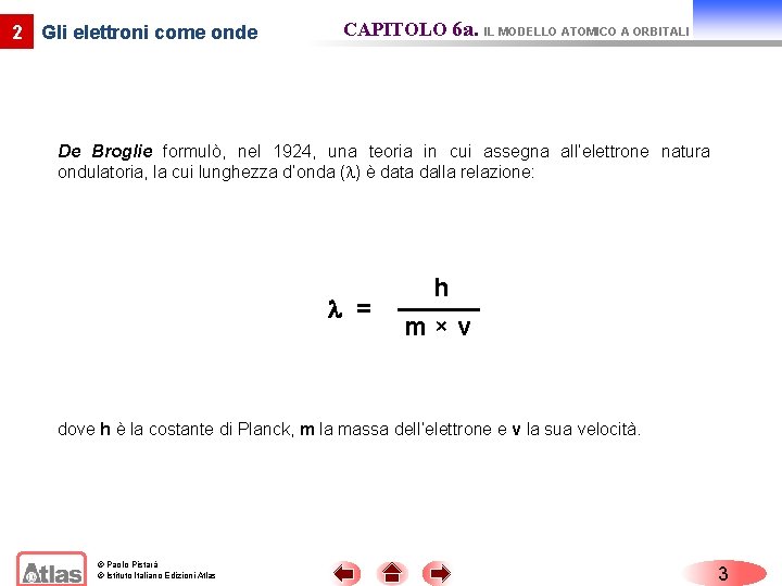 2 Gli elettroni come onde CAPITOLO 6 a. IL MODELLO ATOMICO A ORBITALI De