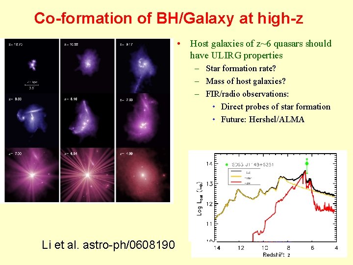 Co-formation of BH/Galaxy at high-z • Host galaxies of z~6 quasars should have ULIRG