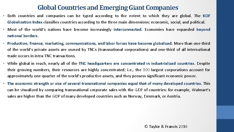 Global Countries and Emerging Giant Companies • Both countries and companies can be typed