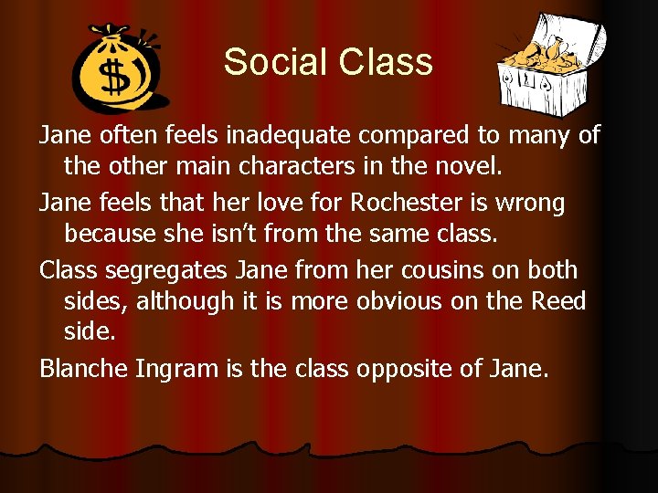 Social Class Jane often feels inadequate compared to many of the other main characters