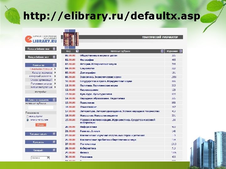 http: //elibrary. ru/defaultx. asp 