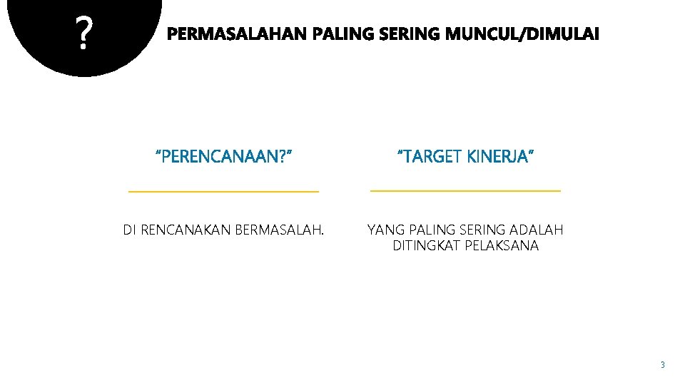 ? DI RENCANAKAN BERMASALAH. YANG PALING SERING ADALAH DITINGKAT PELAKSANA 3 