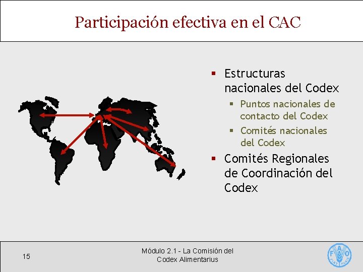 Participación efectiva en el CAC § Estructuras nacionales del Codex § Puntos nacionales de