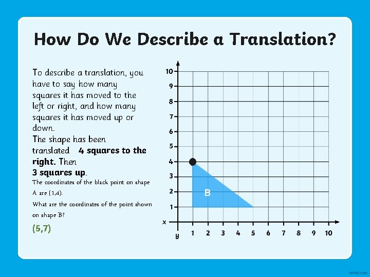 How Do We Describe a Translation? To describe a translation, you have to say