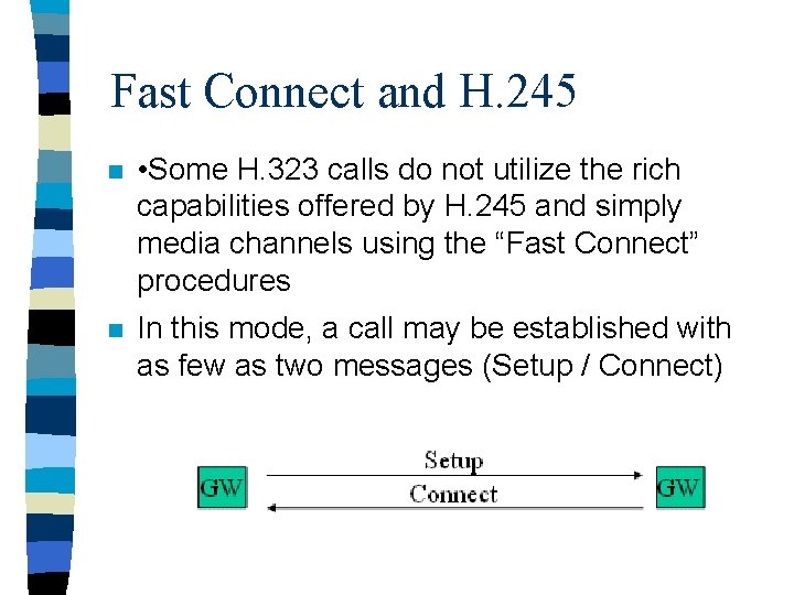 Fast Connect and H. 245 n • Some H. 323 calls do not utilize