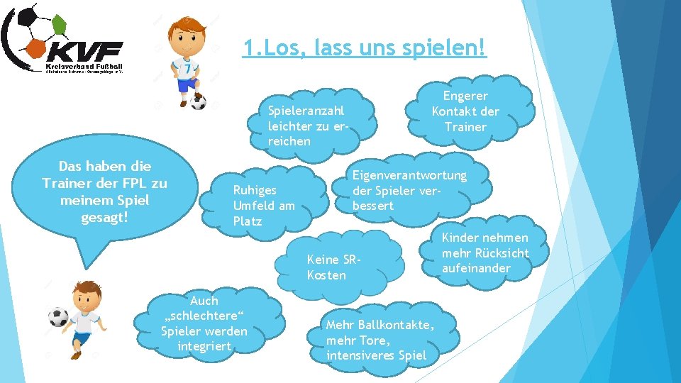 1. Los, lass uns spielen! Engerer Kontakt der Trainer Spieleranzahl leichter zu erreichen Das