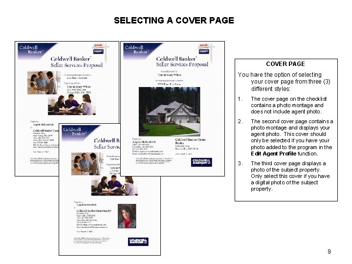 SELECTING A COVER PAGE You have the option of selecting your cover page from