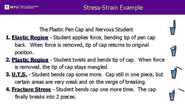 Stress-Strain Example The Plastic Pen Cap and Nervous Student 1. Elastic Region - Student