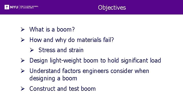 Objectives Ø What is a boom? Ø How and why do materials fail? Ø