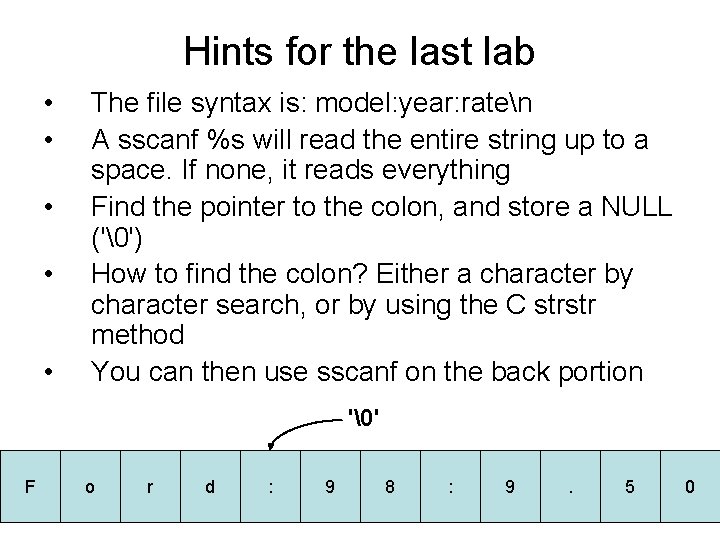 Hints for the last lab • • • The file syntax is: model: year: