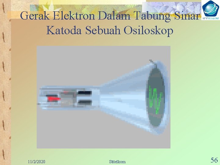 Gerak Elektron Dalam Tabung Sinar Katoda Sebuah Osiloskop 11/2/2020 Stttelkom 56 