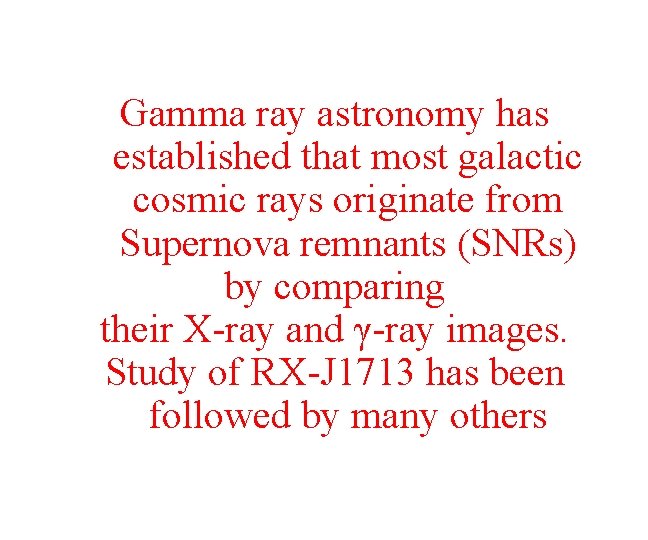 Gamma ray astronomy has established that most galactic cosmic rays originate from Supernova remnants