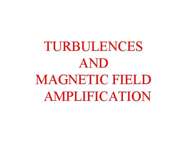 TURBULENCES AND MAGNETIC FIELD AMPLIFICATION 