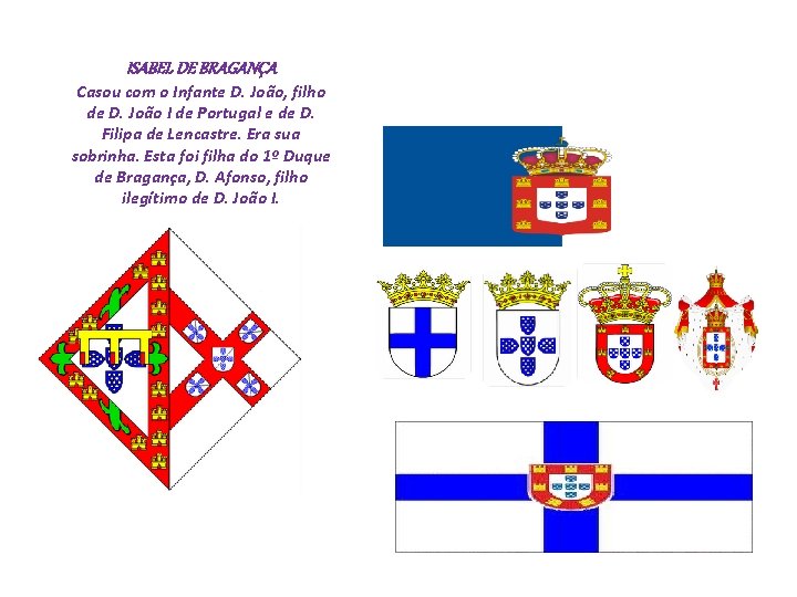 ISABEL DE BRAGANÇA Casou com o Infante D. João, filho de D. João I