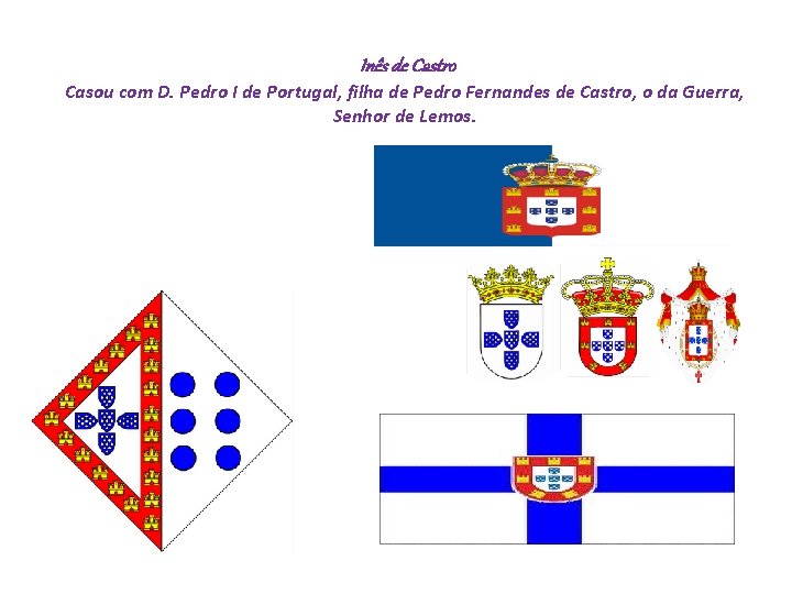  Inês de Castro Casou com D. Pedro I de Portugal, filha de Pedro