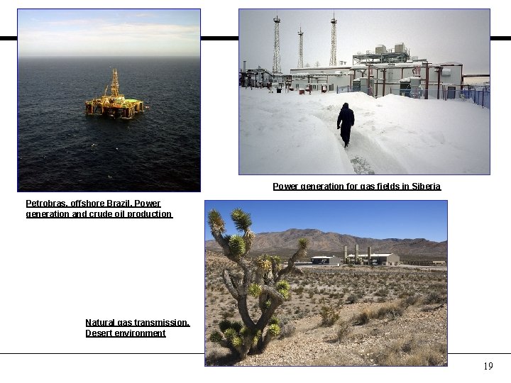 Power generation for gas fields in Siberia Petrobras, offshore Brazil, Power generation and crude