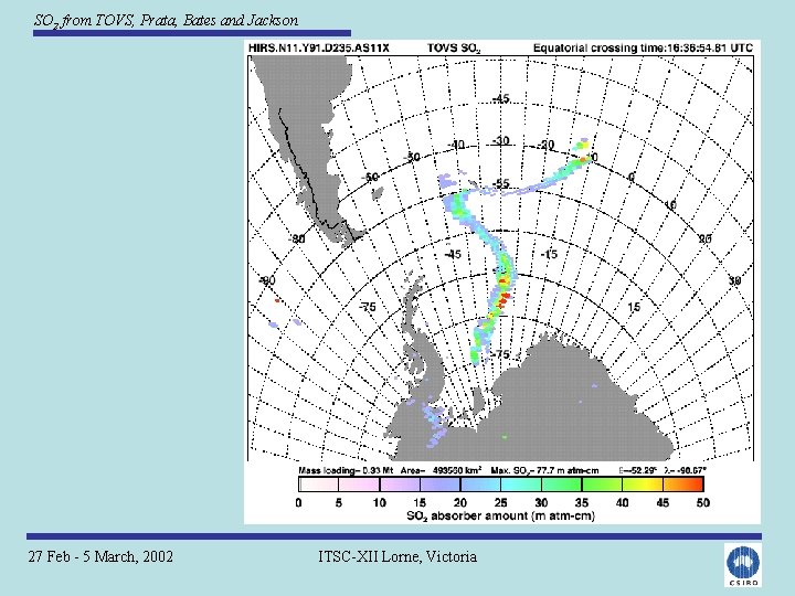 SO 2 from TOVS, Prata, Bates and Jackson 27 Feb - 5 March, 2002