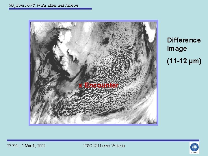 SO 2 from TOVS, Prata, Bates and Jackson Difference image (11 -12 µm) x