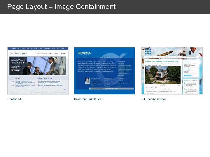 Page Layout – Image Containment Contained Crossing Boundaries All Encompassing 