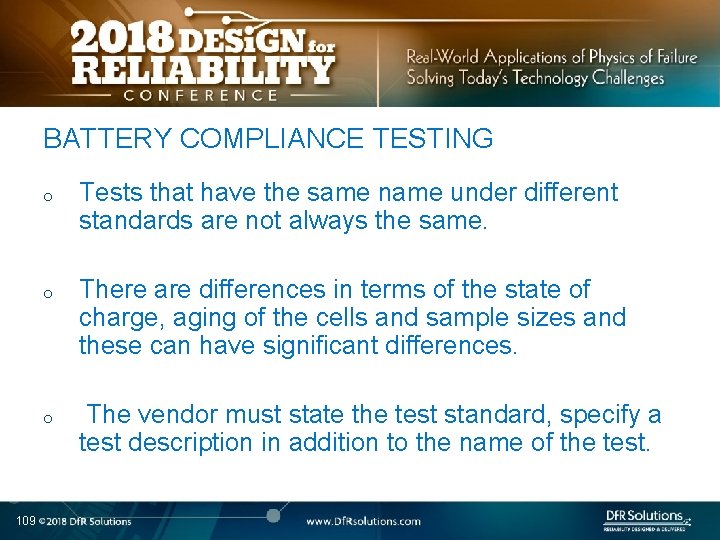 BATTERY COMPLIANCE TESTING o o o 109 Tests that have the same name under