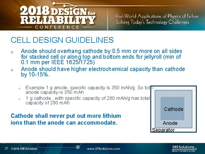 CELL DESIGN GUIDELINES Anode should overhang cathode by 0. 5 mm or more on