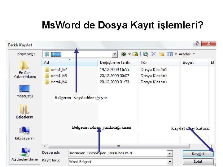 Ms. Word de Dosya Kayıt işlemleri? 