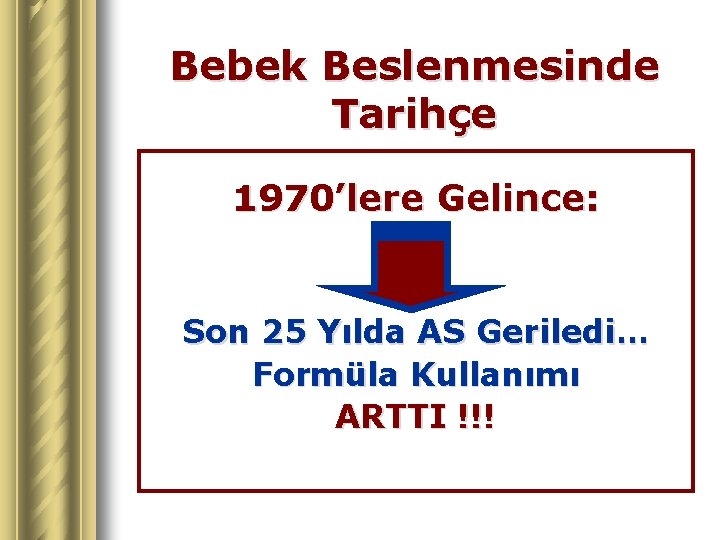 Bebek Beslenmesinde Tarihçe 1970’lere Gelince: Son 25 Yılda AS Geriledi… Formüla Kullanımı ARTTI !!!