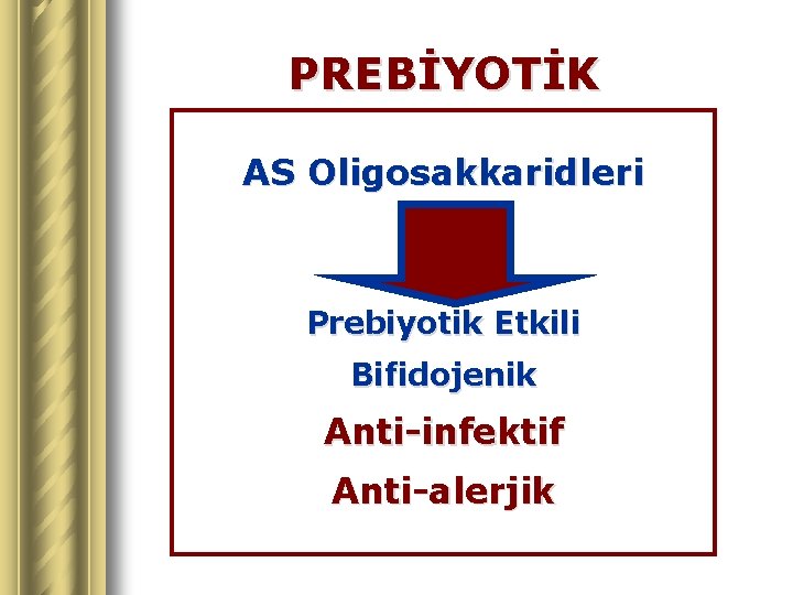 PREBİYOTİK AS Oligosakkaridleri Prebiyotik Etkili Bifidojenik Anti-infektif Anti-alerjik 