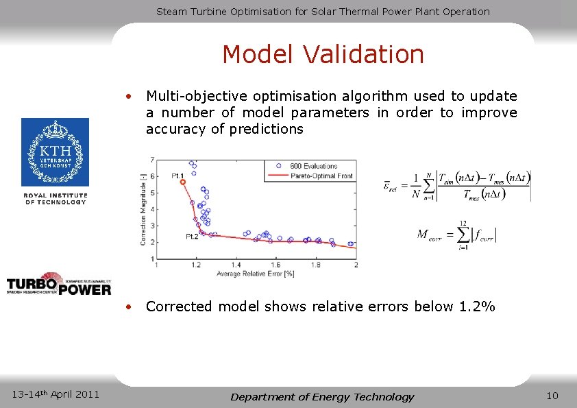 Steam Turbine Optimisation for Solar Thermal Power Plant Operation Model Validation • Multi-objective optimisation