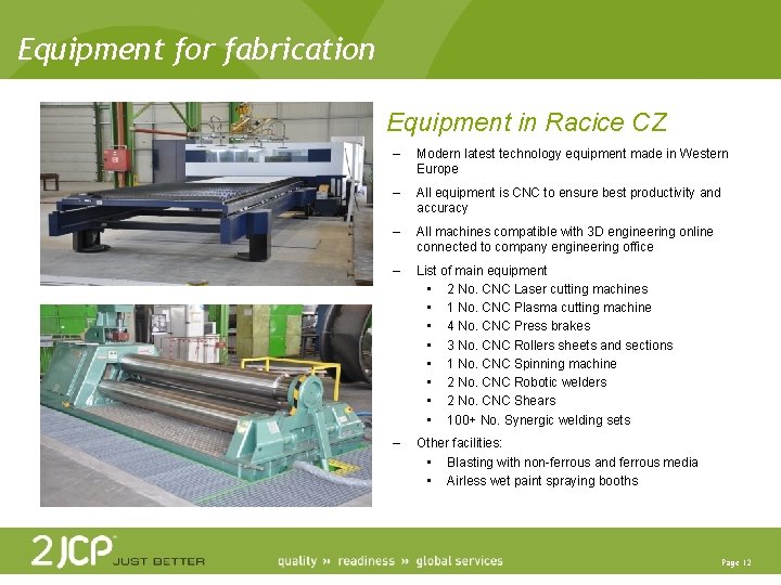 Equipment for fabrication Equipment in Racice CZ – Modern latest technology equipment made in