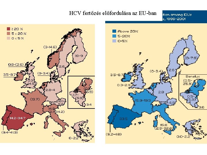 HCV fertőzés előfordulása az EU ban 