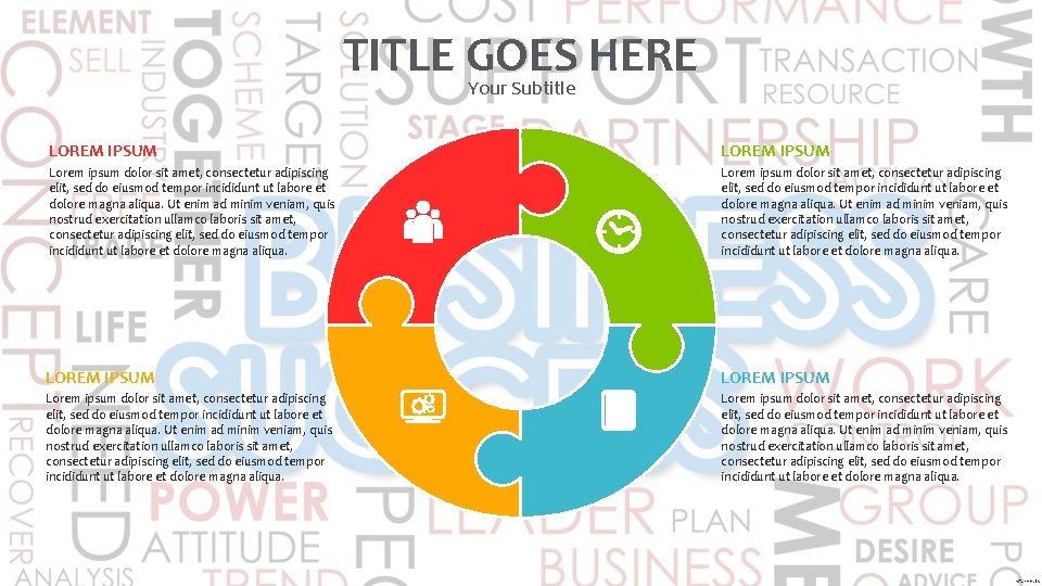 TITLE GOES HERE Your Subtitle LOREM IPSUM Lorem ipsum dolor sit amet, consectetur adipiscing