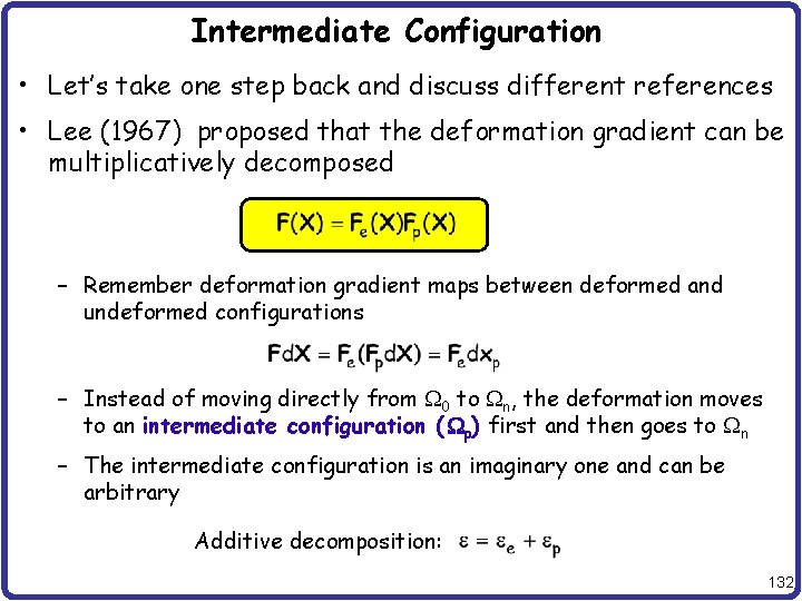 Intermediate Configuration • Let’s take one step back and discuss different references • Lee